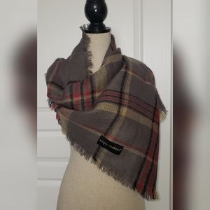 Simple Southern gray and red plaid infinity scarf